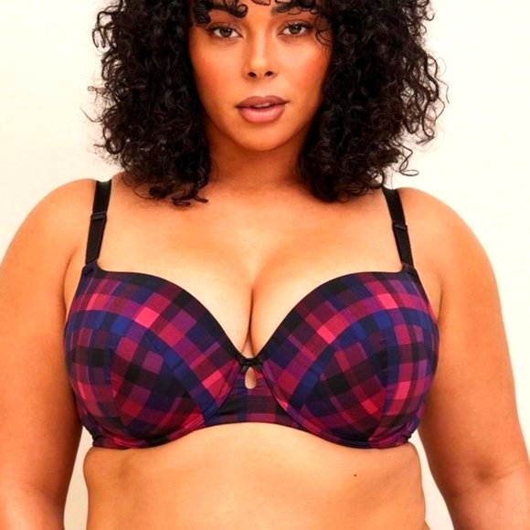 ❤️NWT VINTAGE TORRID BRA PLAID PRINT, UNDERWIRE, LINED, T-SHIRT, BACK SMOOTH 40D - Picture 7 of 10
